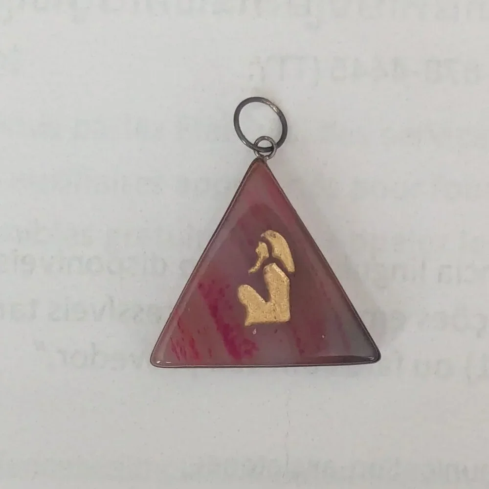 Egyptian Pharaoh Pendant Pyramid Rhodochrosite Stone Necklace Boho Fairy‎ Core